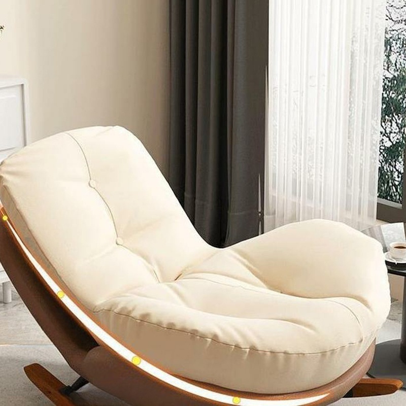 Cotton Upholstered Indoor Rocking Chair with Solid Wood Legs, Compact Design for Small Spaces - image 16