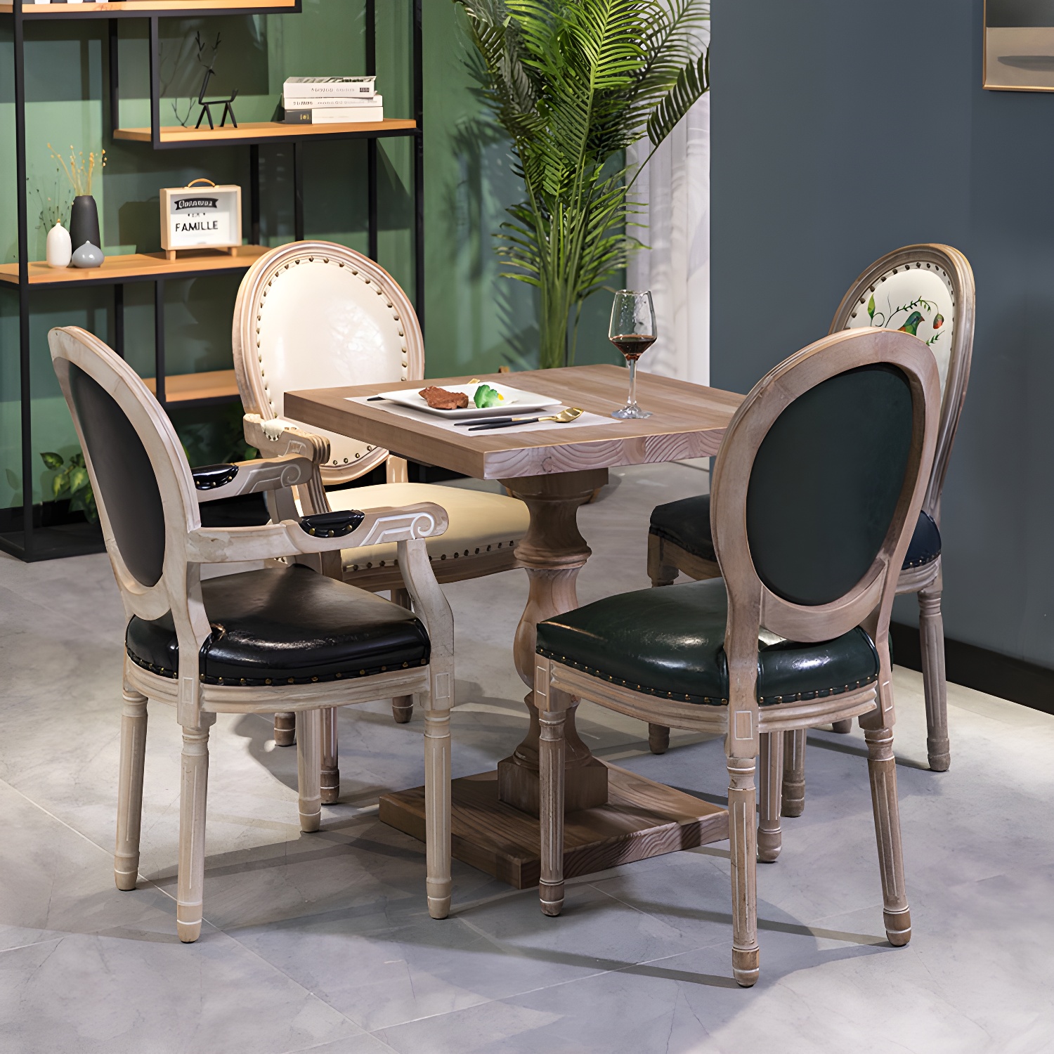 Standard Height 2 Seater Traditional Natural Pedestal Wood Kitchen Table - image 3