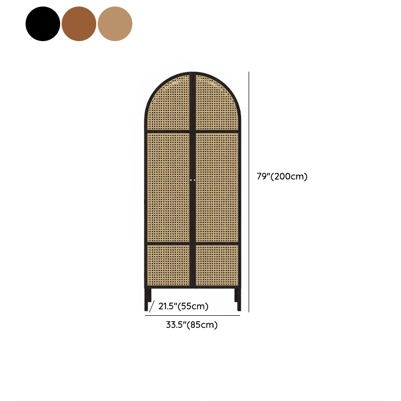 Scandinavian Rattan Wood Wardrobe with 4 Feet and Shelves for Bedroom - image 11