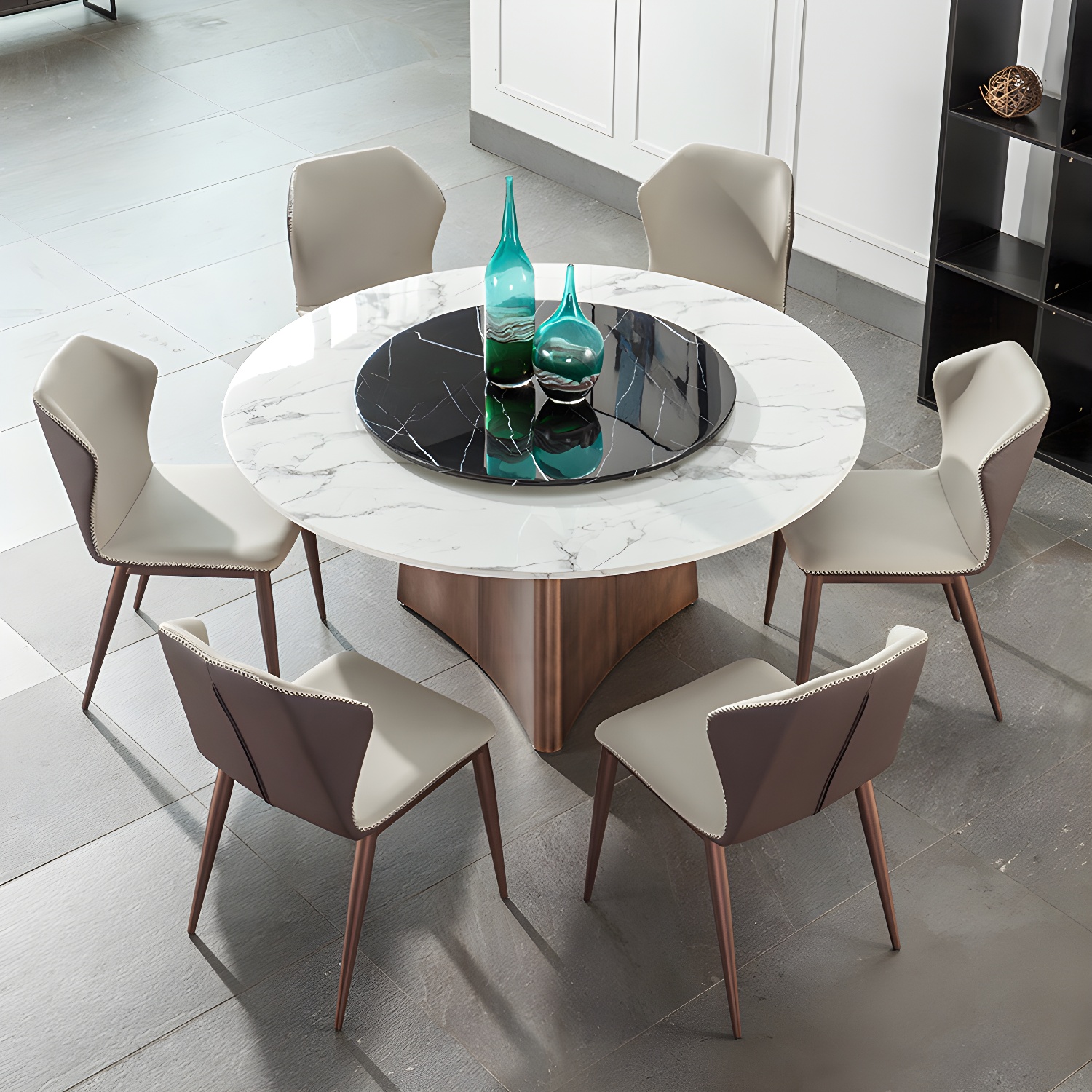 Modern Dining Table Set 1/3/4/7 Pieces with Metal Base Kitchen Furniture Set