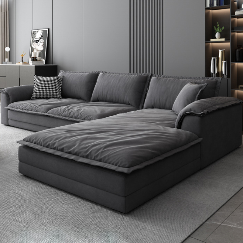 47" Deep Frosted Velvet Wood Gray Non-resistance Sectional Sofa - image 8
