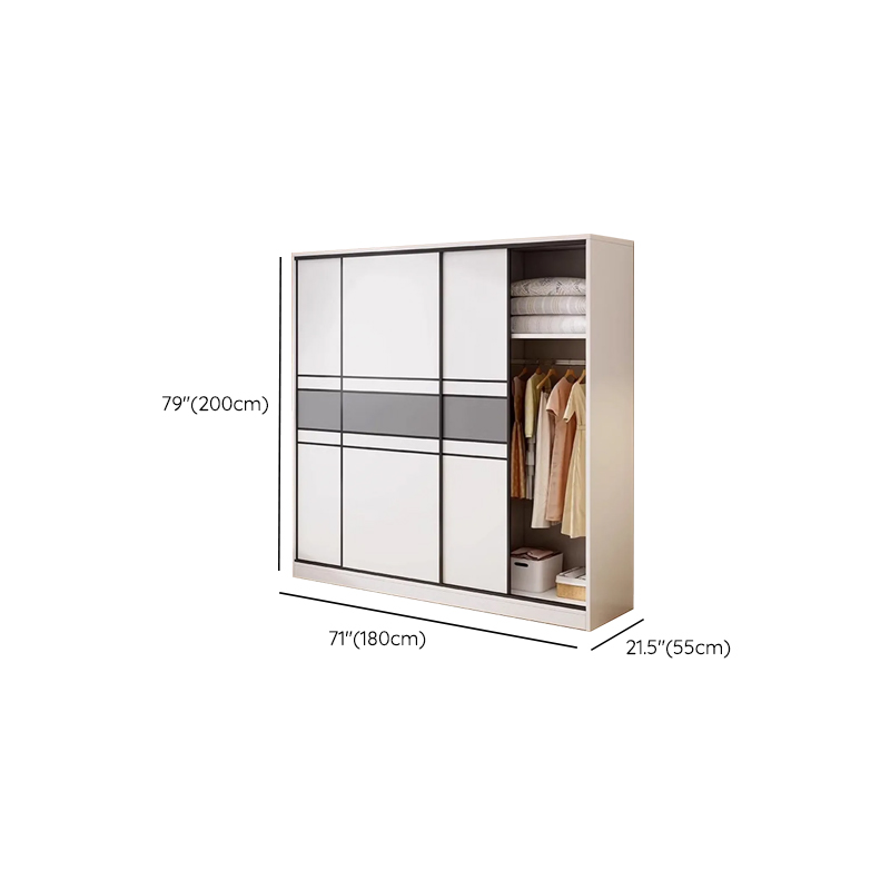 White Minimalist Manufactured Wood Independent Wardrobe Closet with Soft Close Door, Interior Shelves, and Clothing Rod - image 9