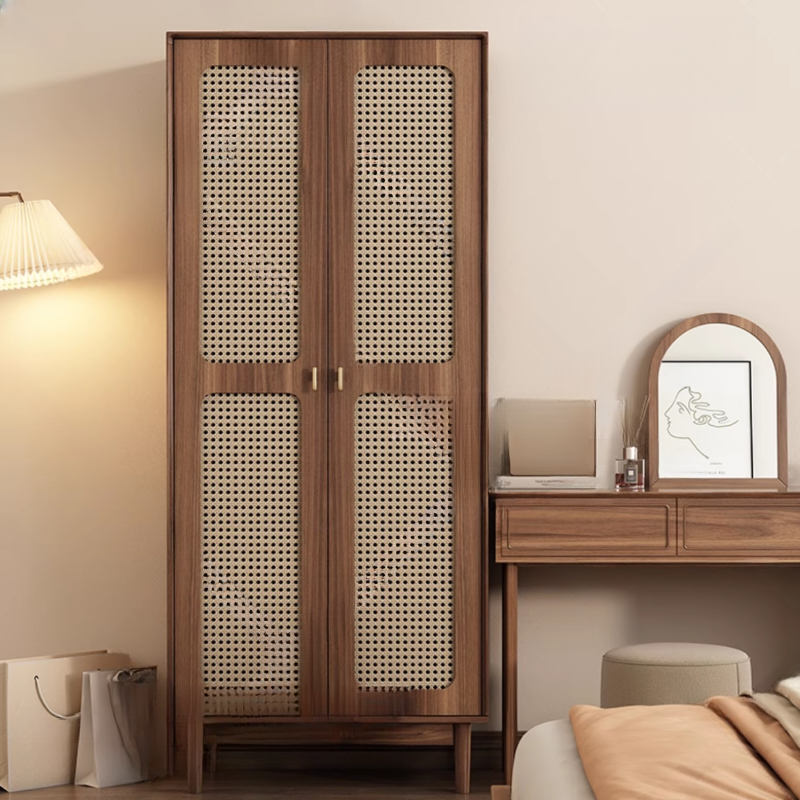 Cocoa Modern Wood Wardrobe Armoire with Interior Shelves, Hanging Rod, and 2-Door/3 Doors