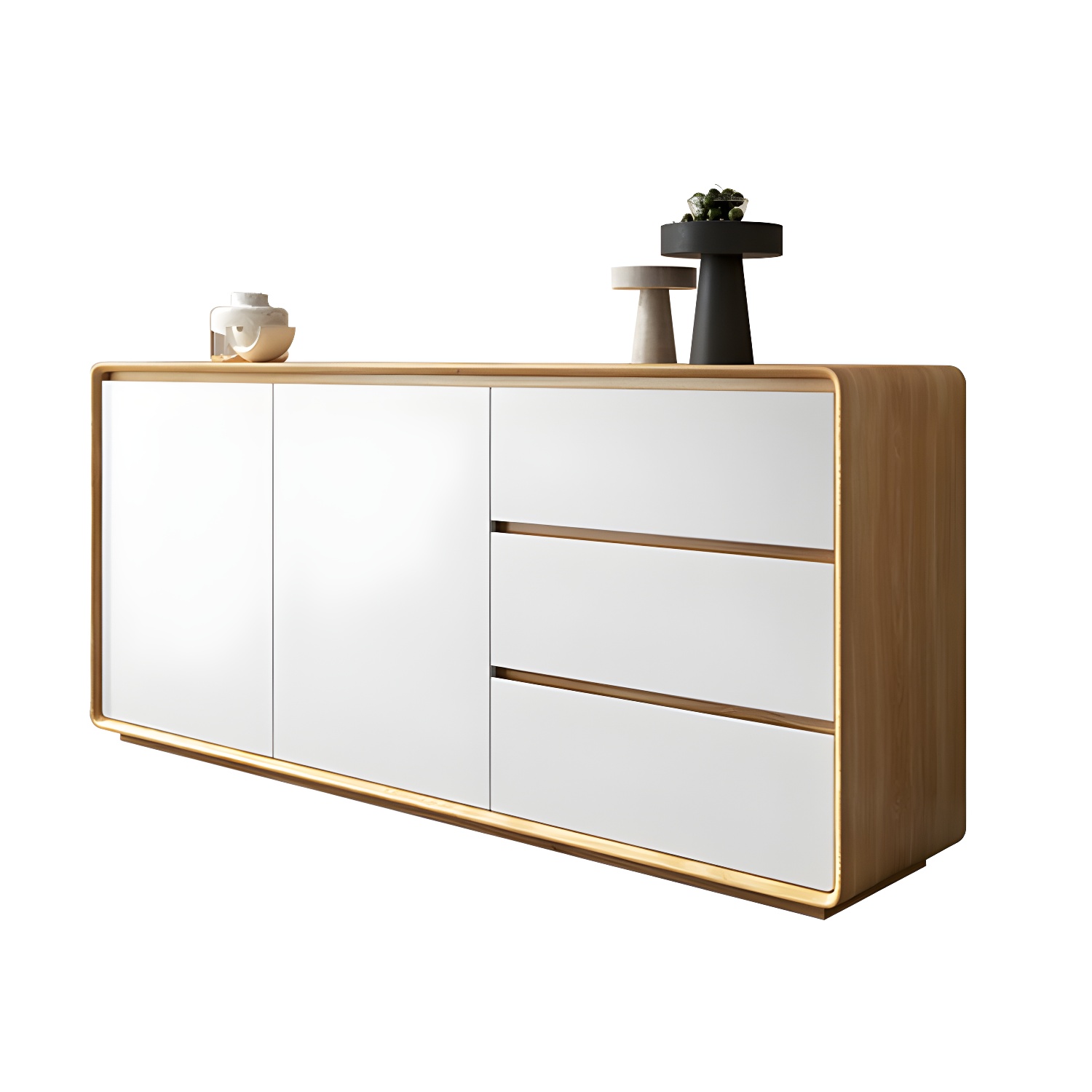 Wood Buffet Table Contemporary Style Side Board with Cabinets and Drawers - image 15