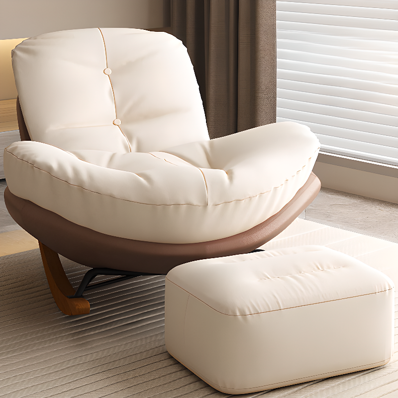 Stationary Upholstered Rocking Chair with Cushioned Rear in a Scandinavian Style, Footstool Included/Not Included - image 22