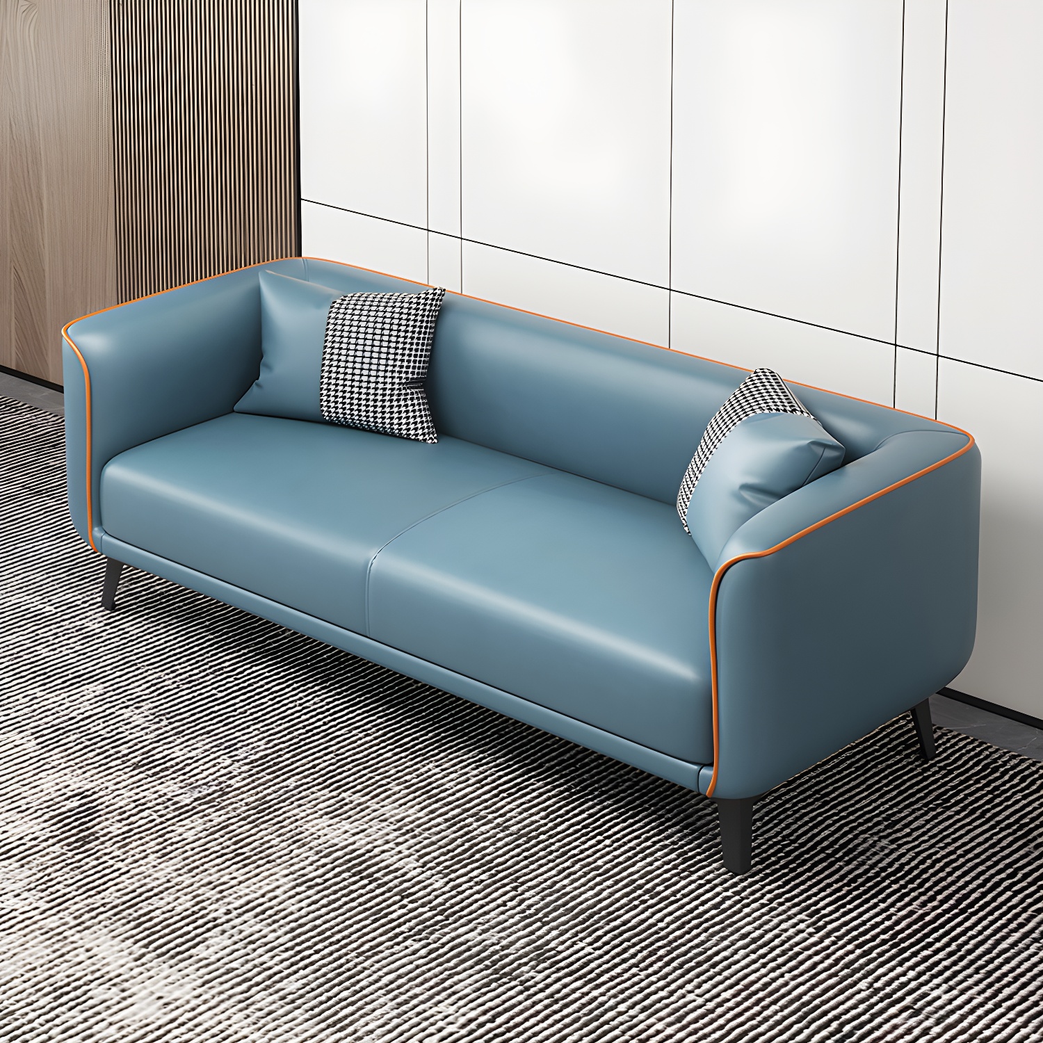 Modern Square Arm Standard Sofa Metal Legs Settee for Living Room