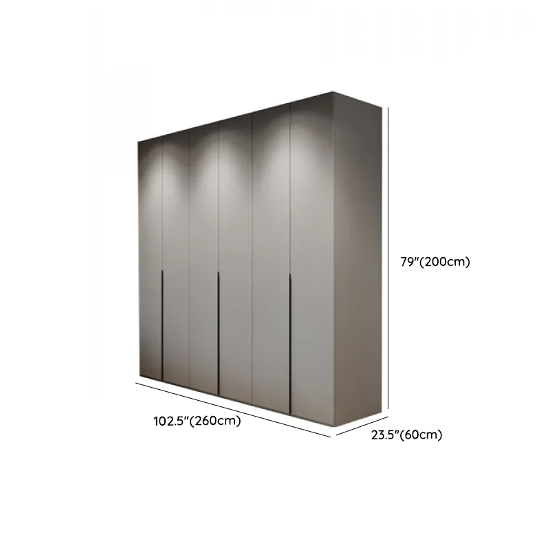 Dove Grey Minimalist Manufactured Wood Wardrobe Closet with Compartments, Soft Close Door, Interior Shelves, and Clothing Rod - image 24