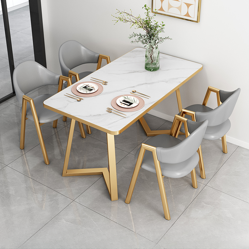 Glamorous Stone Top Sleigh Base Dining Table Set - image 12