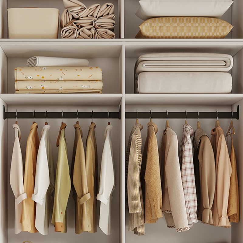 White Modish Manufactured Wood Armoire Cabinet with Soft Close Drawer, Soft Close Door, Interior Shelves, and Clothing Rod - image 5