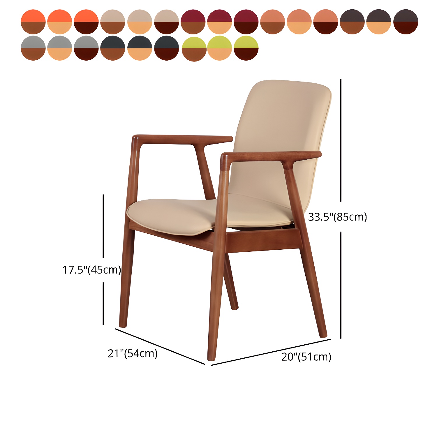 Modern Style Chair Dining Arm Chairs with Wooden Legs for Kitchen - image 18