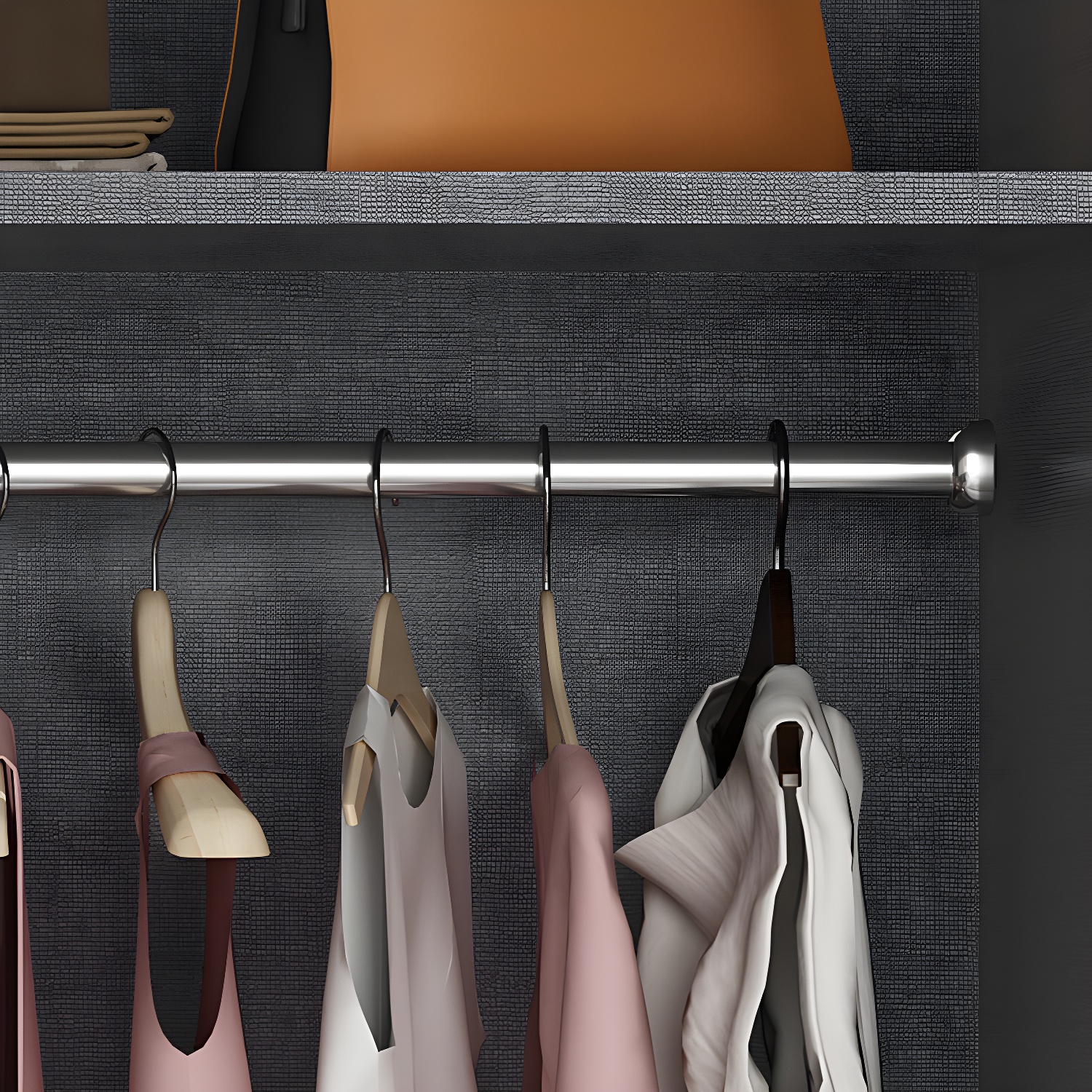 Bedroom Hinged Doors Storage Cabinet Glass Door Wardrobe with Garment Rod - image 7