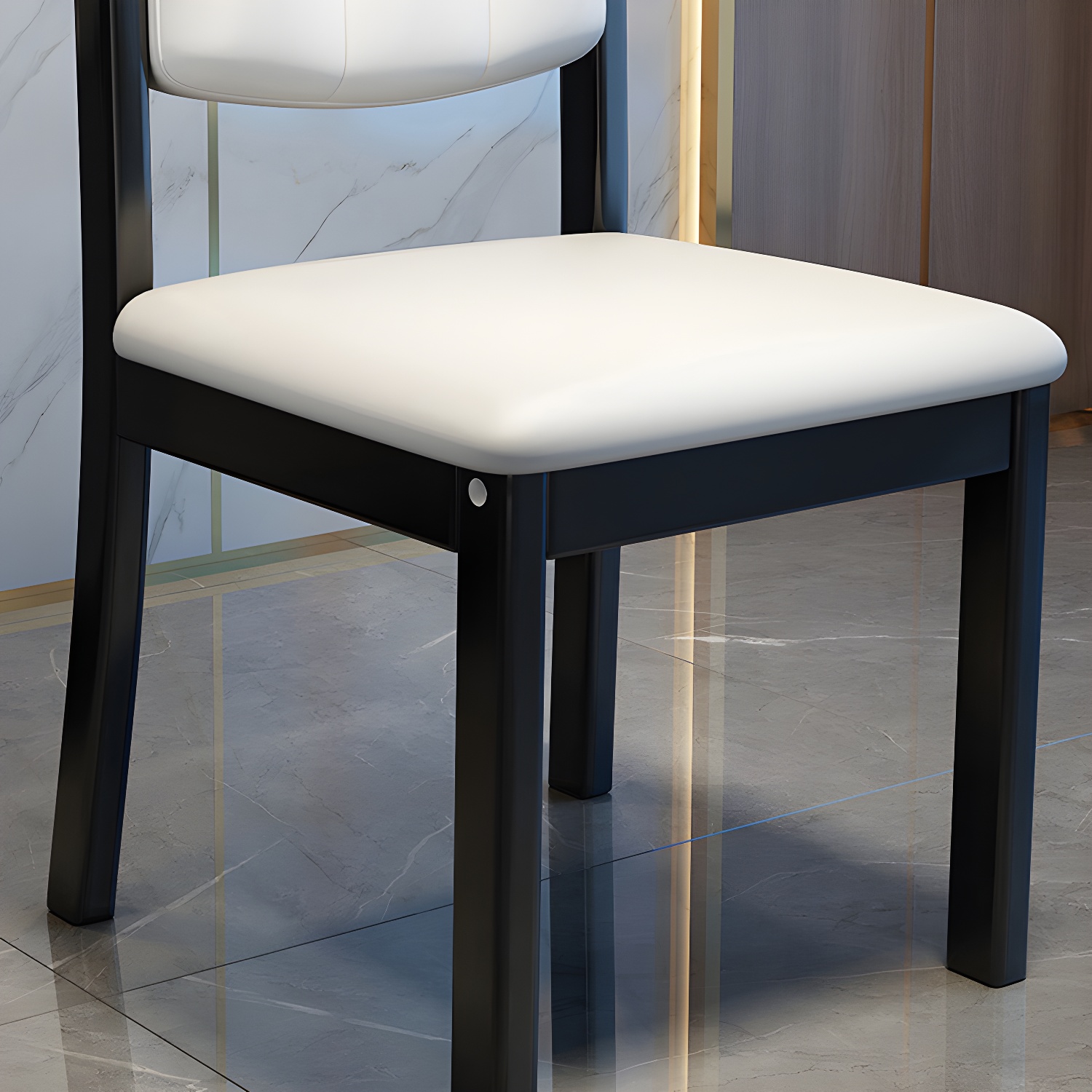Matte Finish Leather Side Chair with Solid Wood Base for Home - image 14