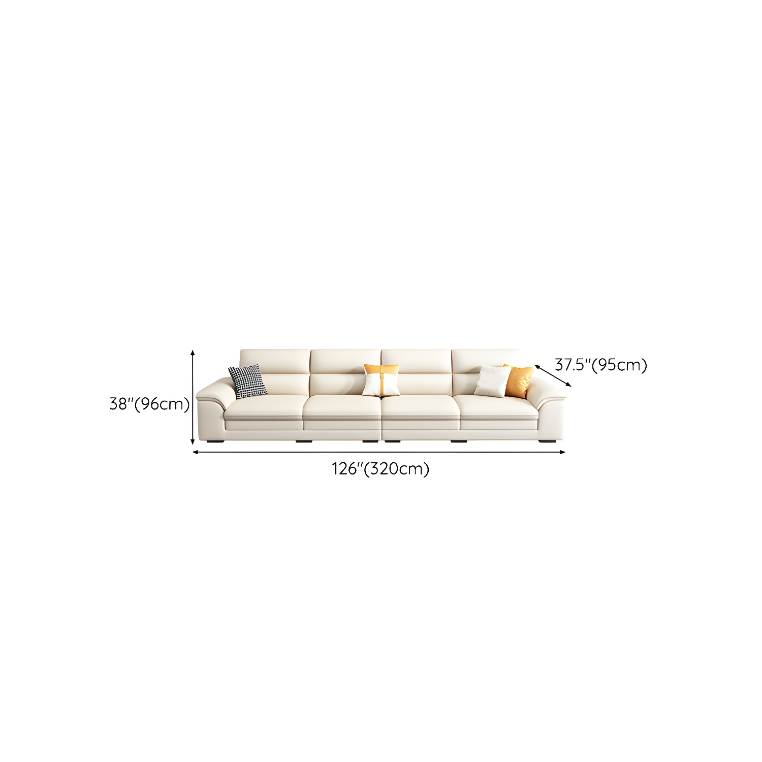 Modern Beige Stationary Sectional Sofa in Scratching Cloth with Wood Frame and Pillow Top Arms - image 18