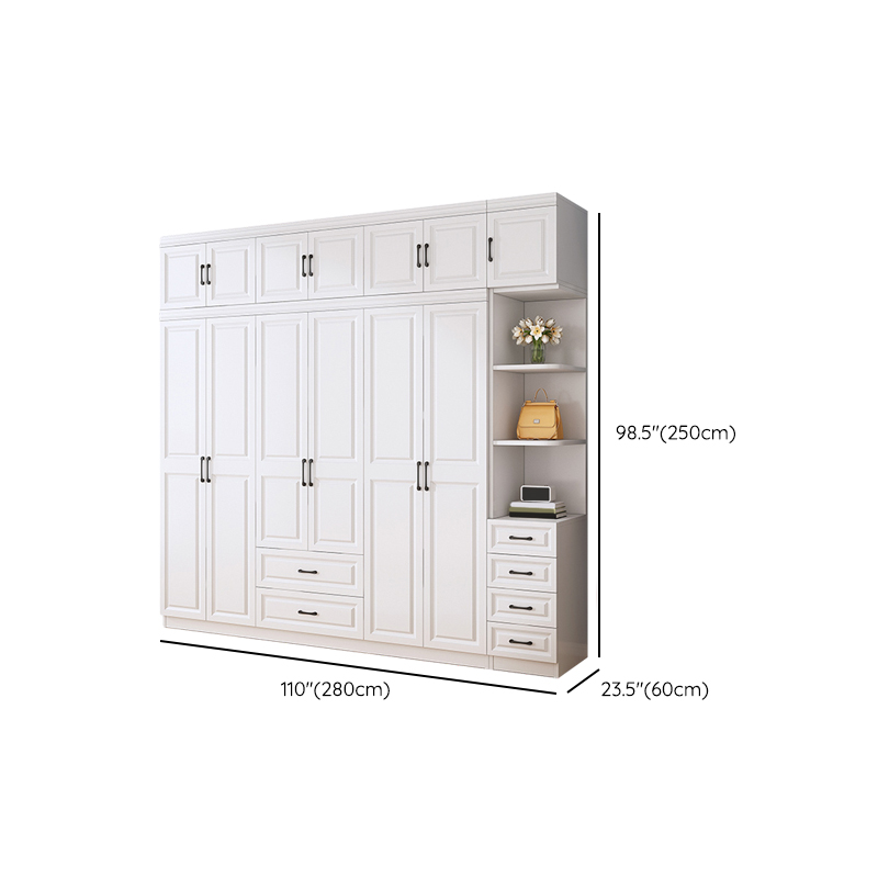 Modern White Wood Wardrobe Armoire with Soft-Close Drawers and Clothing Rod - image 28