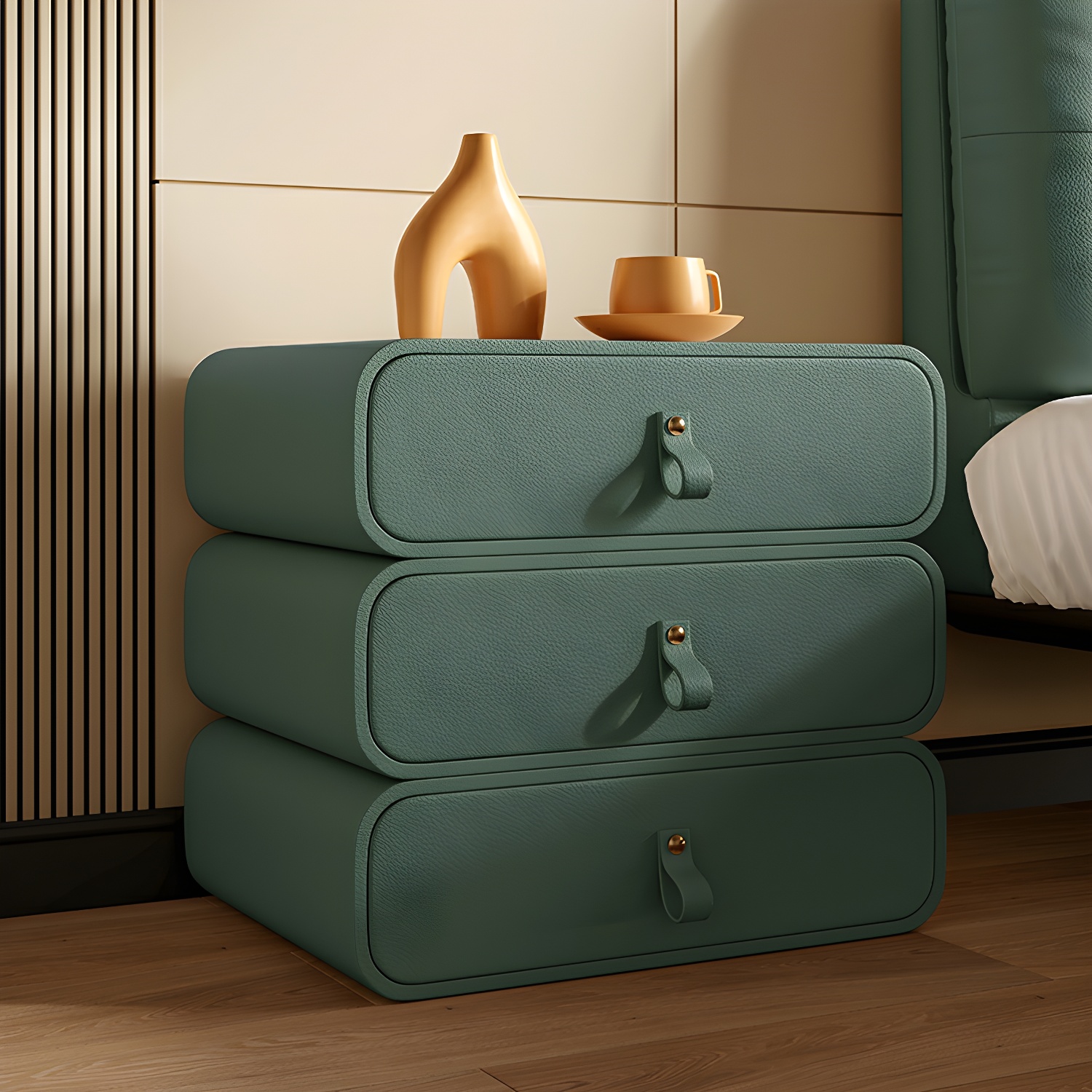 Modern Faux Leather Bachelor's Chest with Drawers in Narrow Size