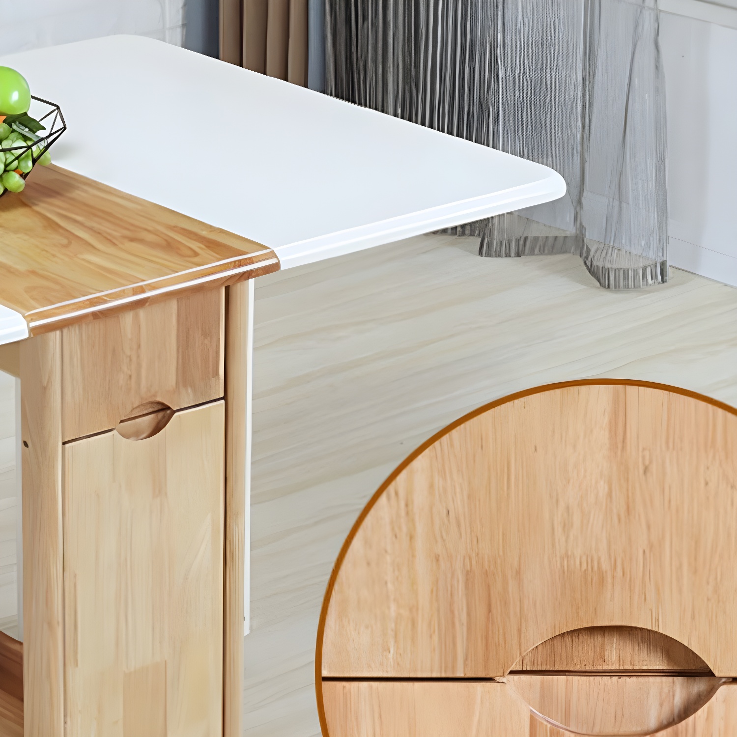 Trendy Collapsible Solid Wood Dining Set Non-adjustable Standard Height - image 15