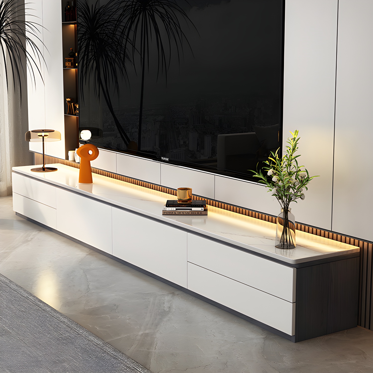 Modern 15.74" H Wood Media Console TV Stand with Drawers and Doors - image 5