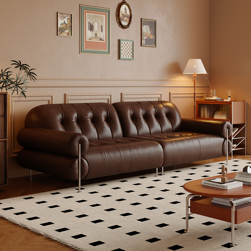 Tear Resistant Standard Sofa with Pu/Flannel Upholstery in Grey/Auburn/Ivory - image 4