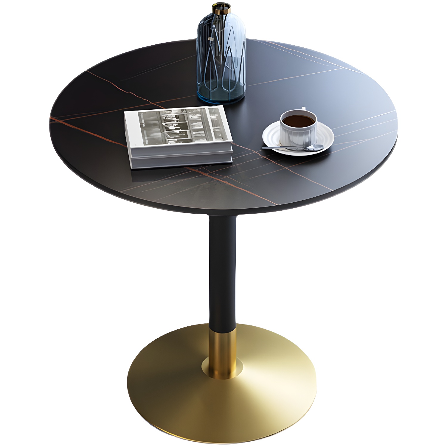 Traditional Luxury Rounded Dining Table Stone and Metal Tulip Dining Table - image 6