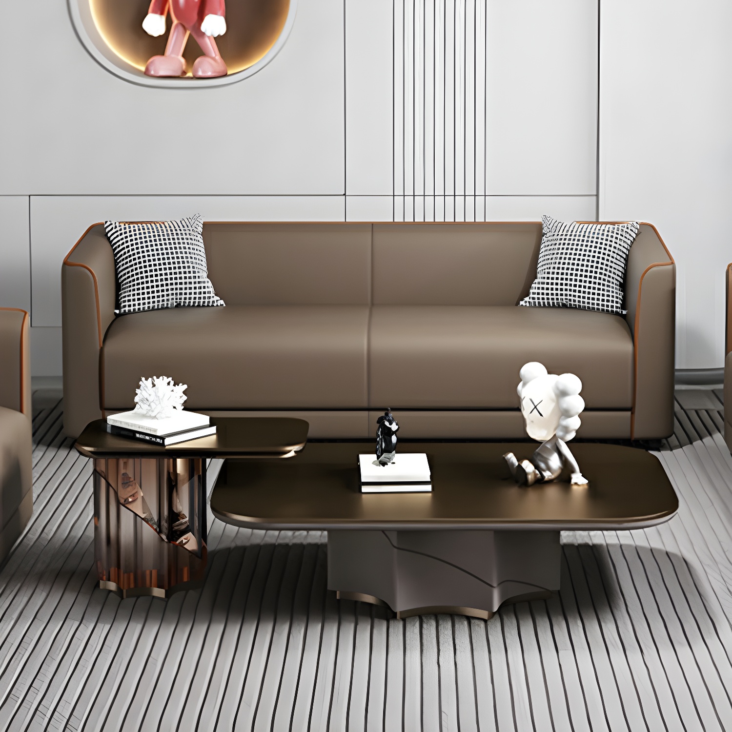 Tuxedo Arm Sofa with Tight Back 25.98" High Contemporary Faux Leather - image 12