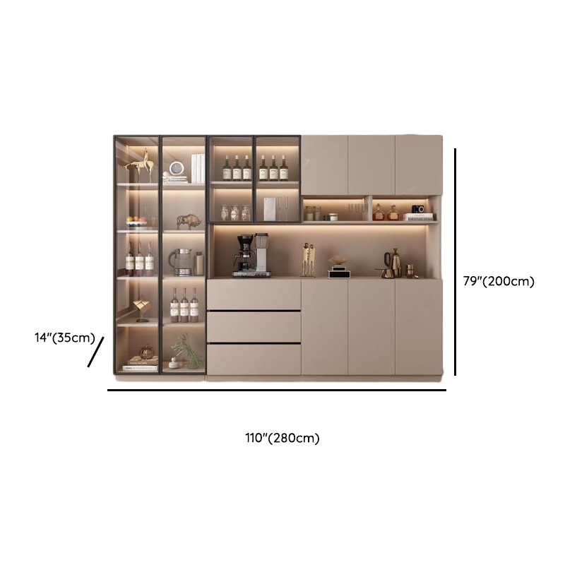 Wide/Standard/Narrow Modern Timber 3 Drawers 2 Shelves/3 Shelves/1 Shelf Glass Doors Pantry Hutch Sideboard - image 46