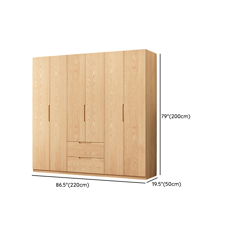 Stylish Natural Wood Wardrobe Armoire with Drawers and Silent Buffer Door Hinge - image 15