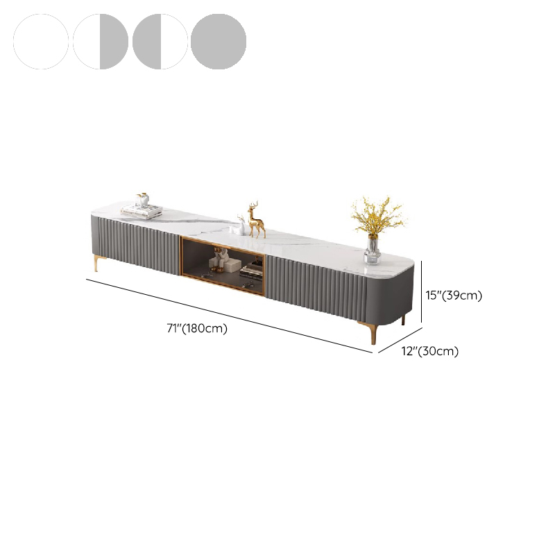 Simplistic Rectangular Vitreous TV Stand with Locker, Cable Management & 2 Drawers - image 16