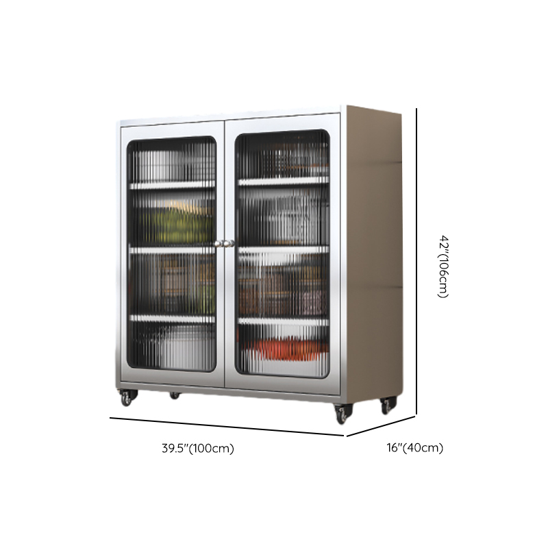 Metallic Sideboard on Roller Wheels with Stainless Steel Countertop - image 34
