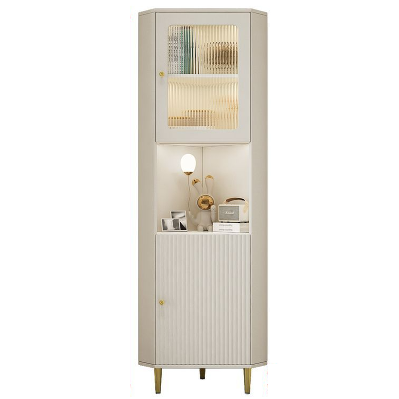 Grey/Beige Engineered Wood Utility Cabinet with Illuminating in a Modern Style
