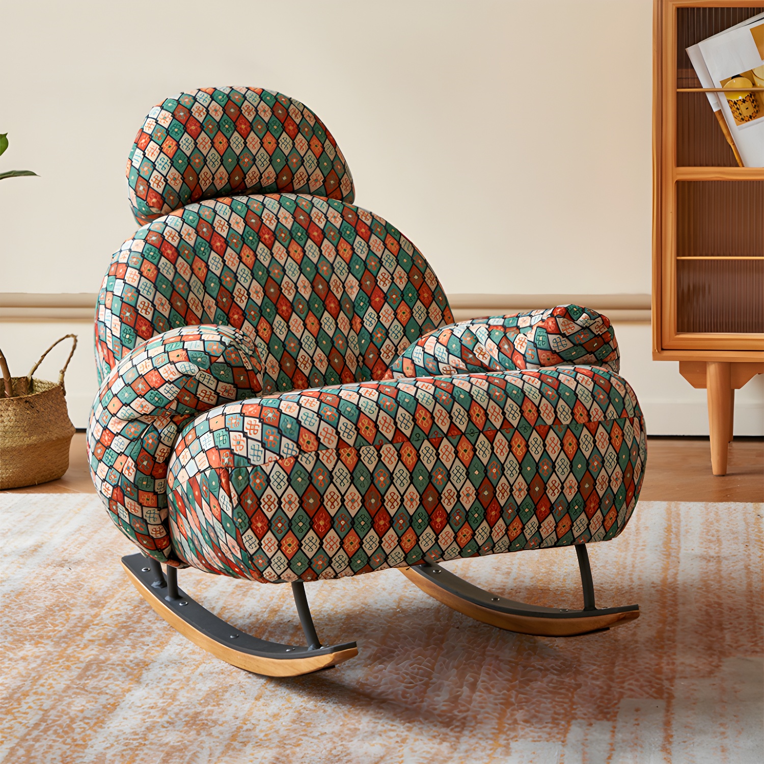 Spindle Living Room Contemporary Reclining Upholstered Rocking Accent Chair - image 14