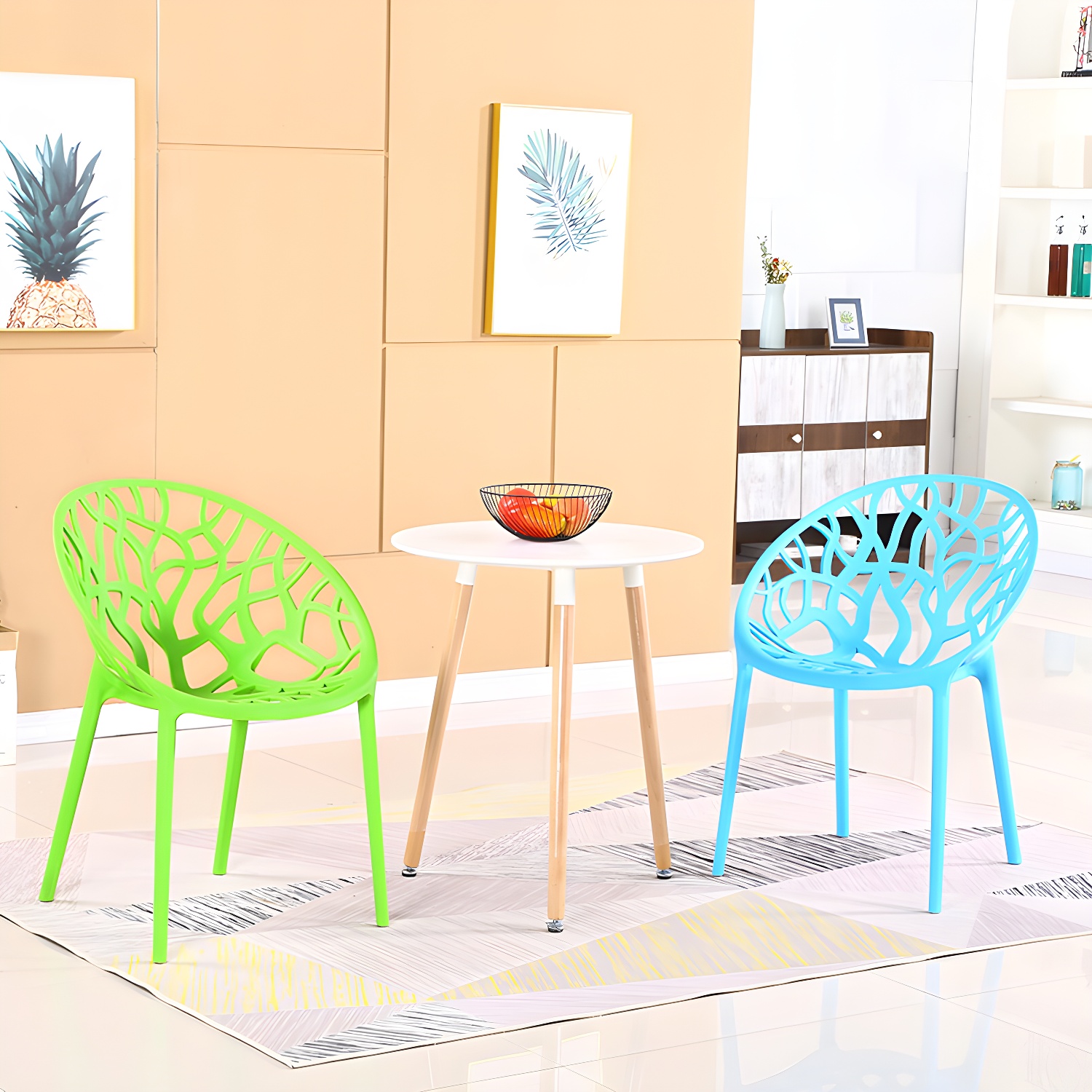 Contemporary Plastic Dining Room Chairs Armless Open Back Dining Side Chair for Restaurant - image 12