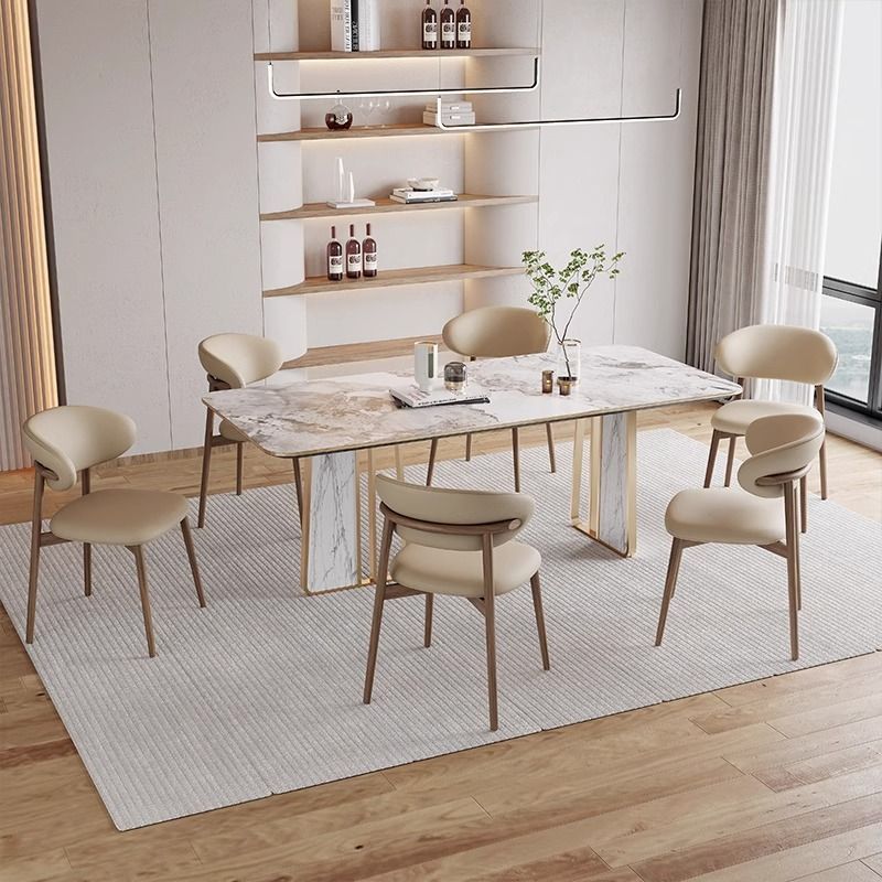 Modern Padded Armless Chair with Lumber Legs and Low Back - image 7