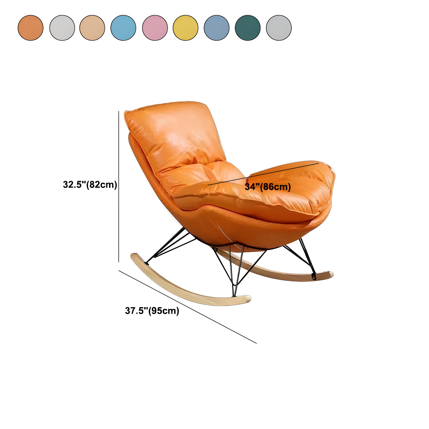 Simple Faux Leather Rocker Chair Plain Rocking Chair with Removable Cushions - image 22