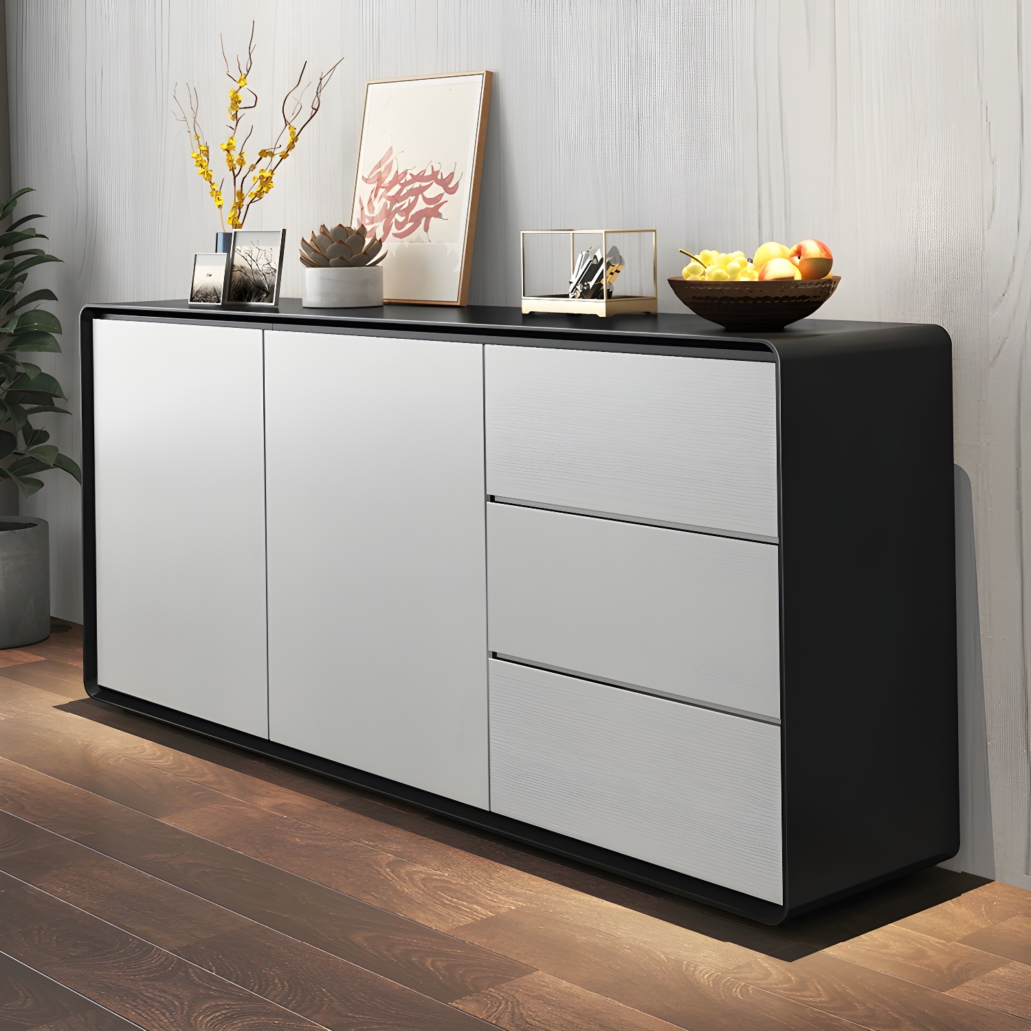 Modern Wood Buffet Sideboard Cabinet with 2 Doors and 3 Drawers
