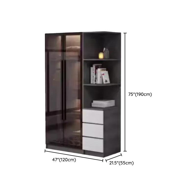 Charcoal Modish Timber Self-supporting Cabinet Armoire with Soft Close Drawer and Door, Hanging Rod - image 20