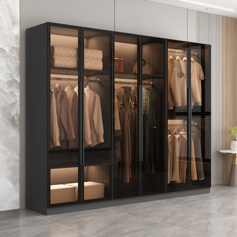 Ink-Colored Manufactured Wood Detached Wardrobe Closet with Soft Close Drawer, Door, Interior Shelves, and Clothing Rod - image 4