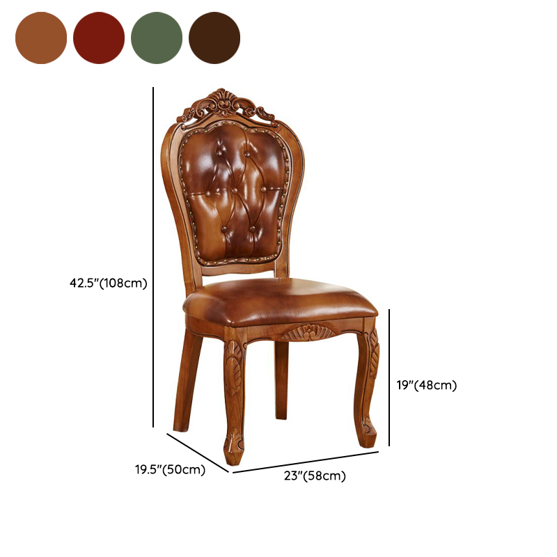 Steady Bordered Leather Upholstered Side Chair/Arm Chair with Wooden Legs and Nailhead Embellishment for Dinette in a Nordic Style - image 16