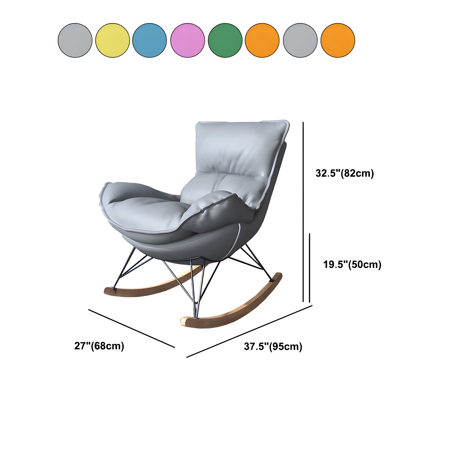 Contemporary Rocking Chair Solid Wood Rocker Chair with with Seat Cushion - image 19