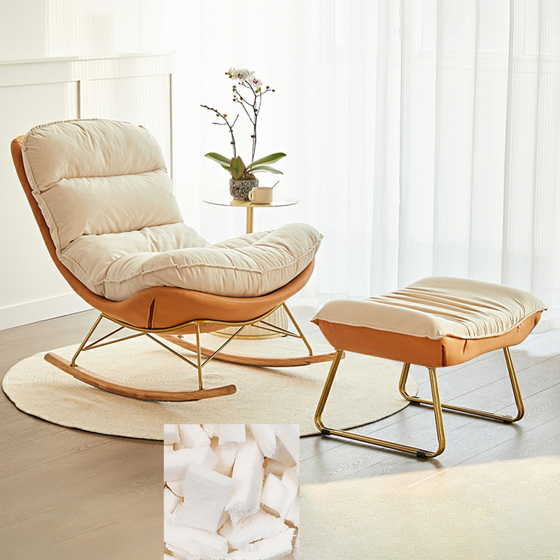 Trendy Faux Leather Upholstered Rocking Chair Couch with Footstool , Spindle Back and Resistant To Dirt - image 14