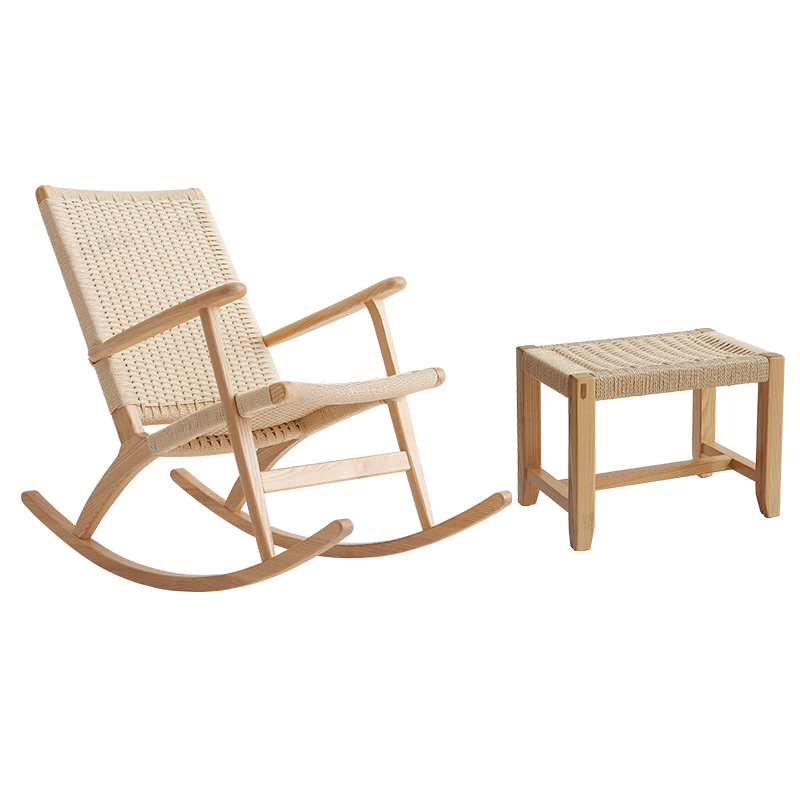 Asian Style Wicker Front Porch Rocking Chairs with Track Arm - image 6