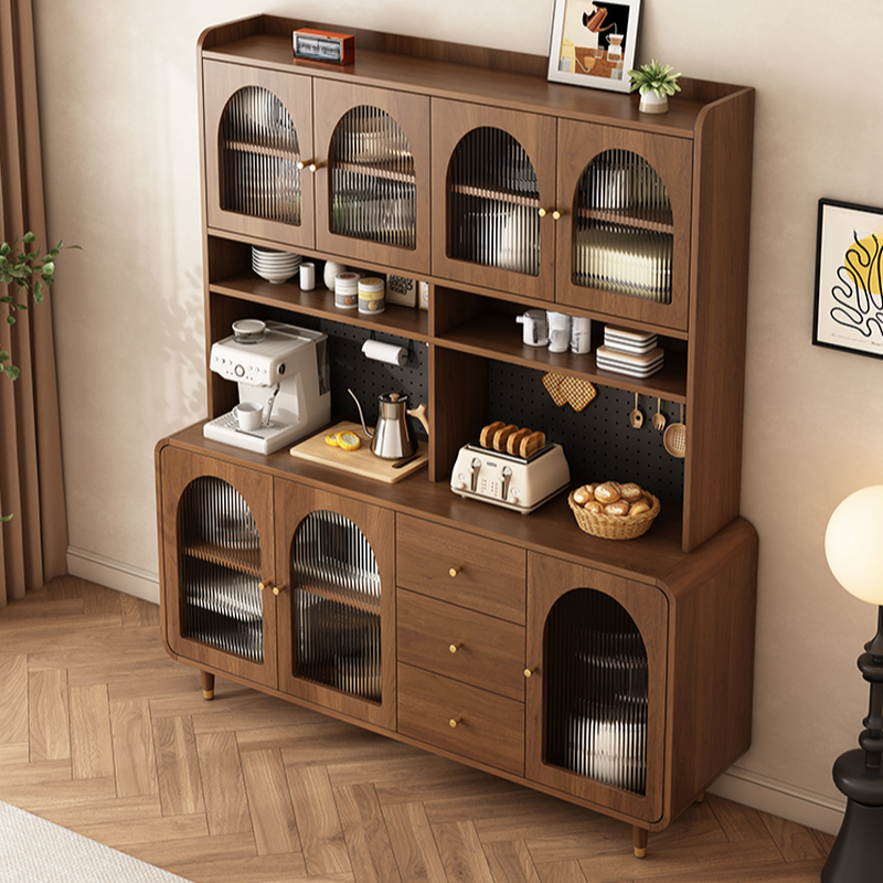 3 Drawers Modish Tan Standard Sink Cabinet with Glass Doors, 2 Shelves/1 Shelf, and Cabinets - image 3