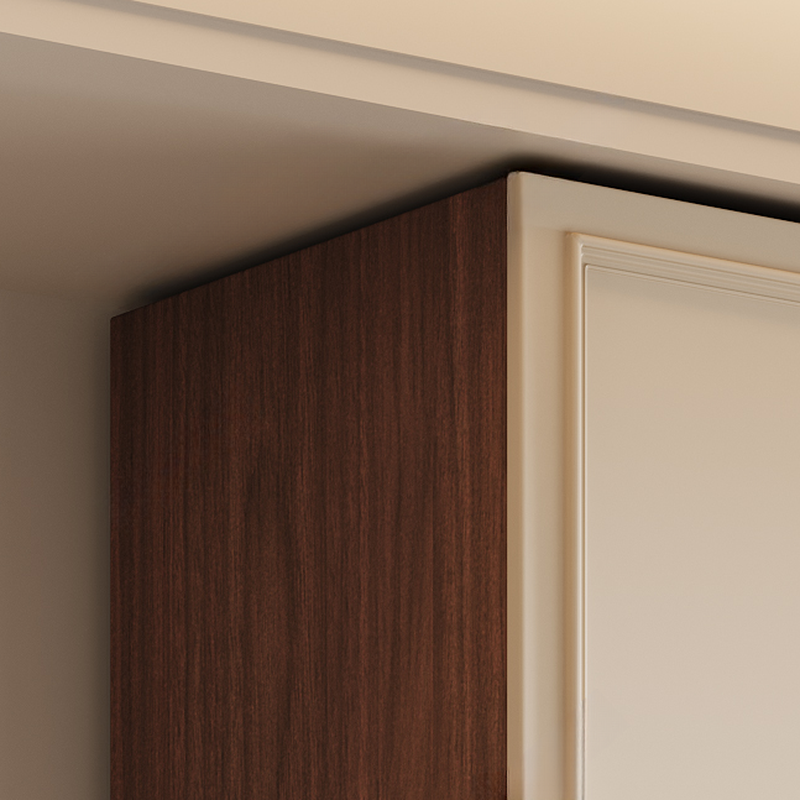 Cocoa Minimalist Wooden Wardrobe Closet with Soft Close Drawer, Soft Close Door, Interior Shelves, and Clothing Rod - image 3