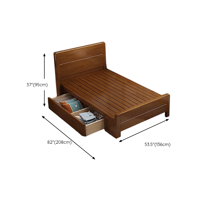 Traditional Brown Wood Panel Bed with Headboard Included and Footboard - image 26