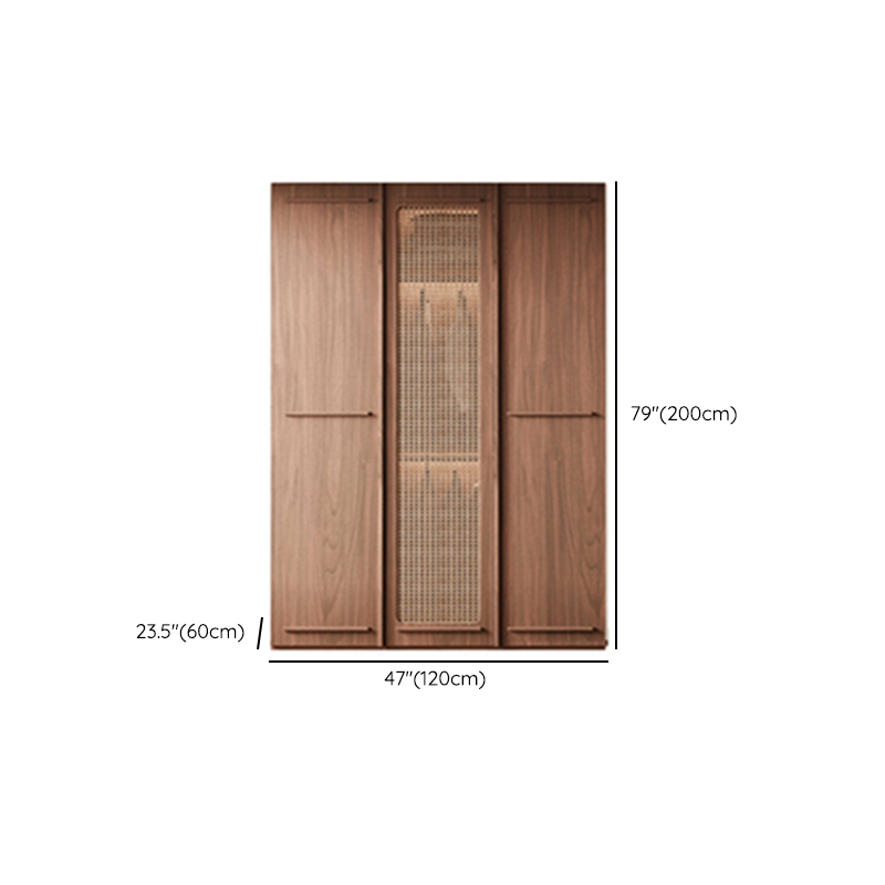 Simplistic Wood Color Timber Wardrobe Closet with Soft Close Door, Interior Shelves, and Hanging Rod - image 8