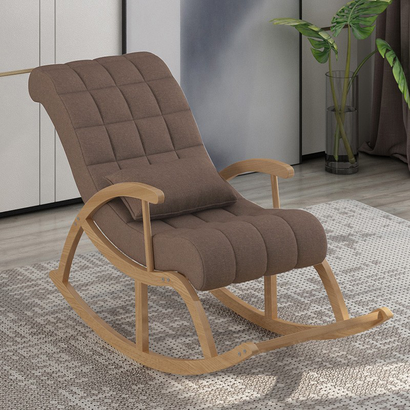 Modern Upholstered Rocking Chair with Removable Cushions - Stylish Pine Frame and Included Pillow