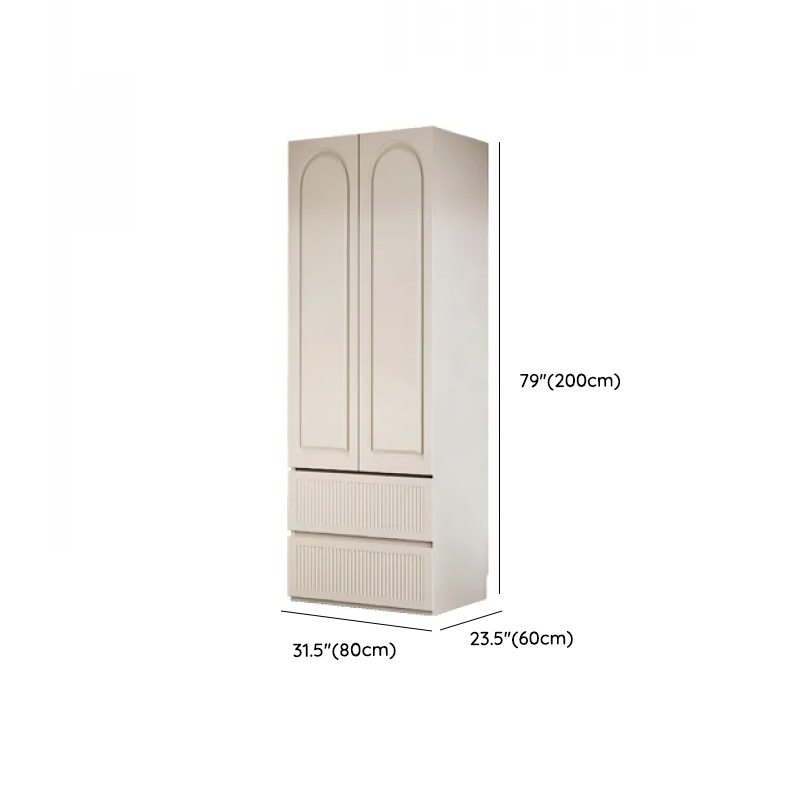 White Minimalist Pine Wood Wardrobe Closet with Soft Close Drawer, Soft Close Door, Interior Shelves, and Clothing Rod - image 15