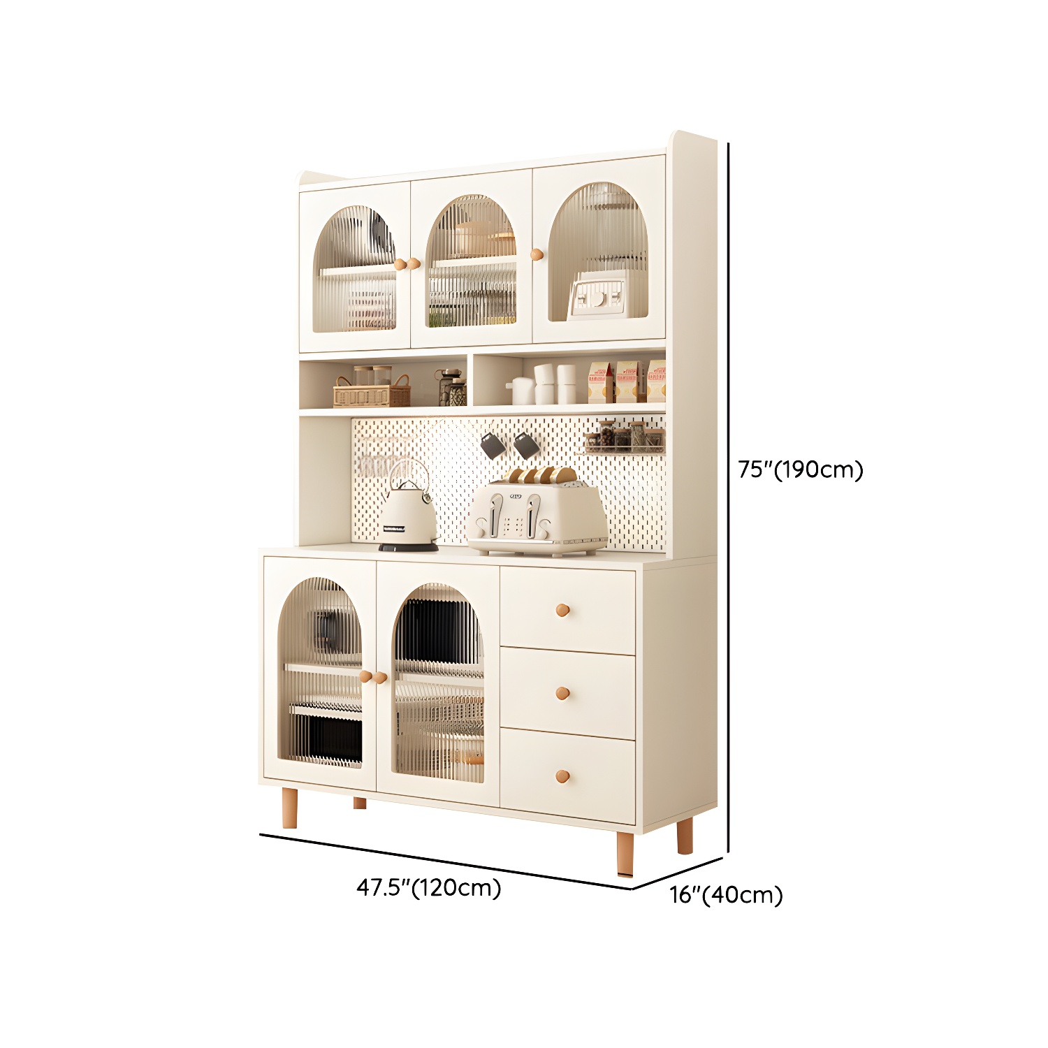 Scandinavian Wood Sideboard Cabinet with Adjustable Shelves and Glass Doors - 40cm Width - image 30