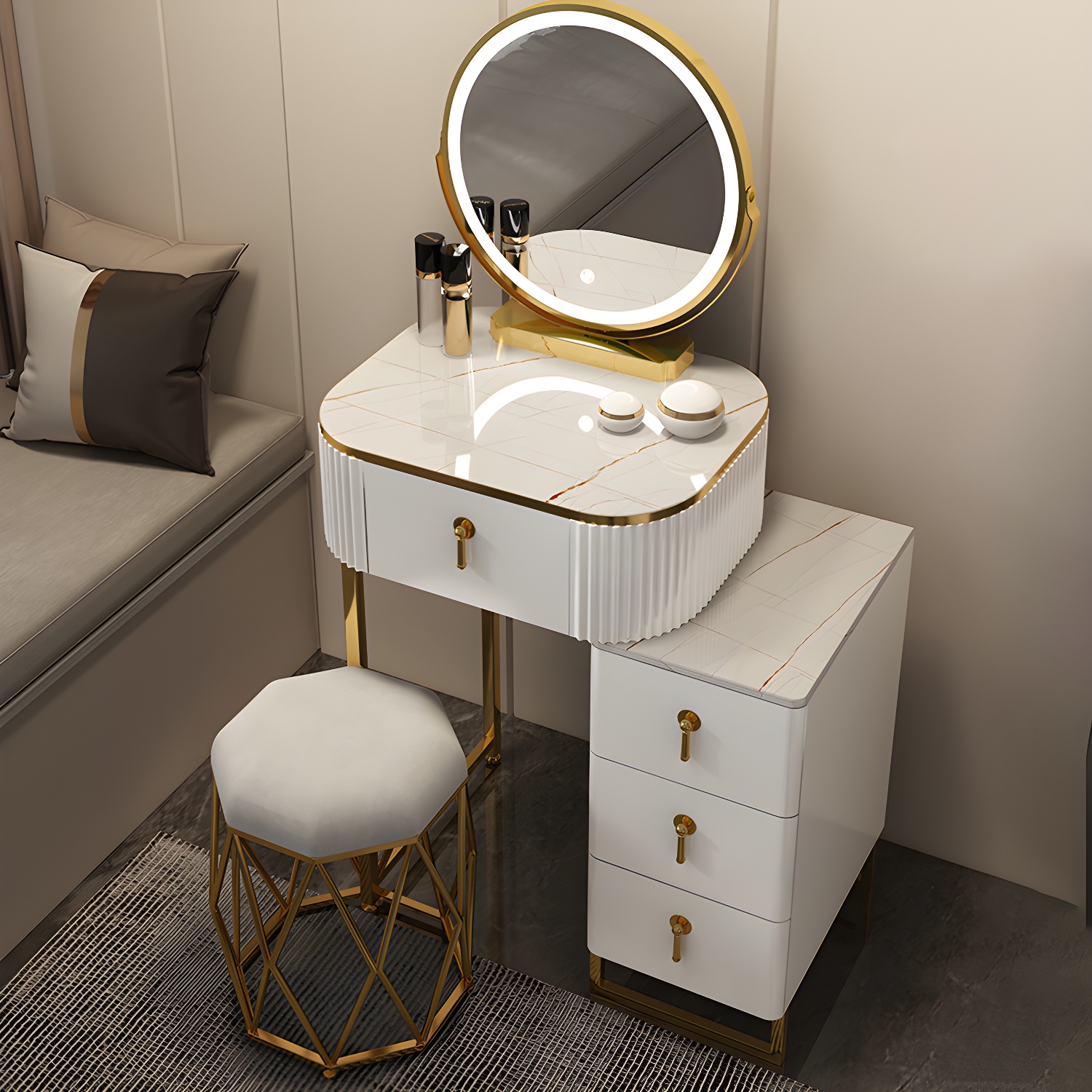 Contemporary Makeup Vanity Desk Table 29.9" H Bedroom Makeup Counter - image 18