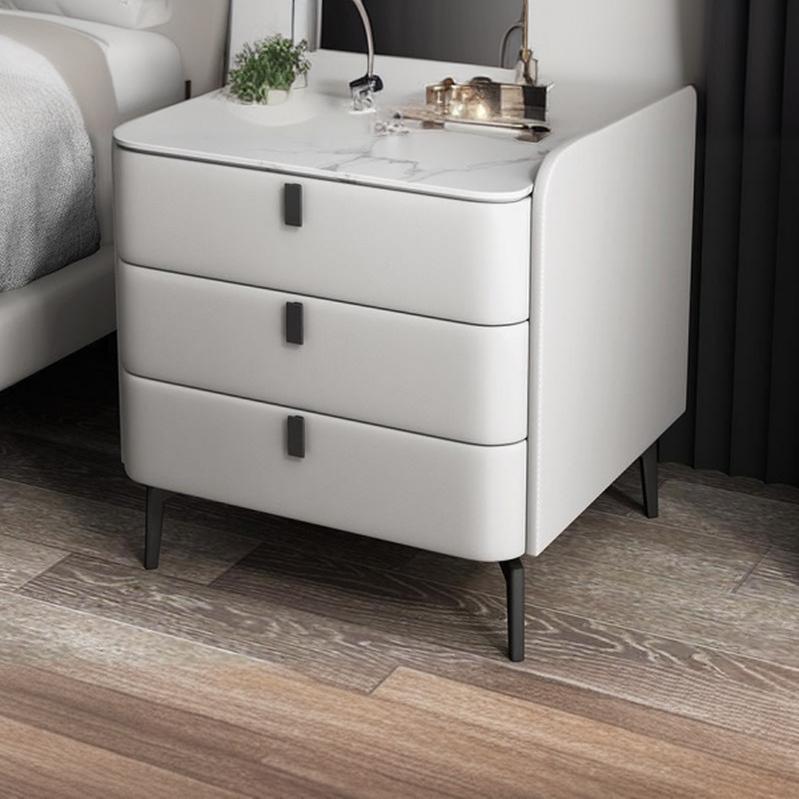 Modern Wooden 3-Drawer Nightstand Stone Countertop with Legs Partial Assembly Required - image 9