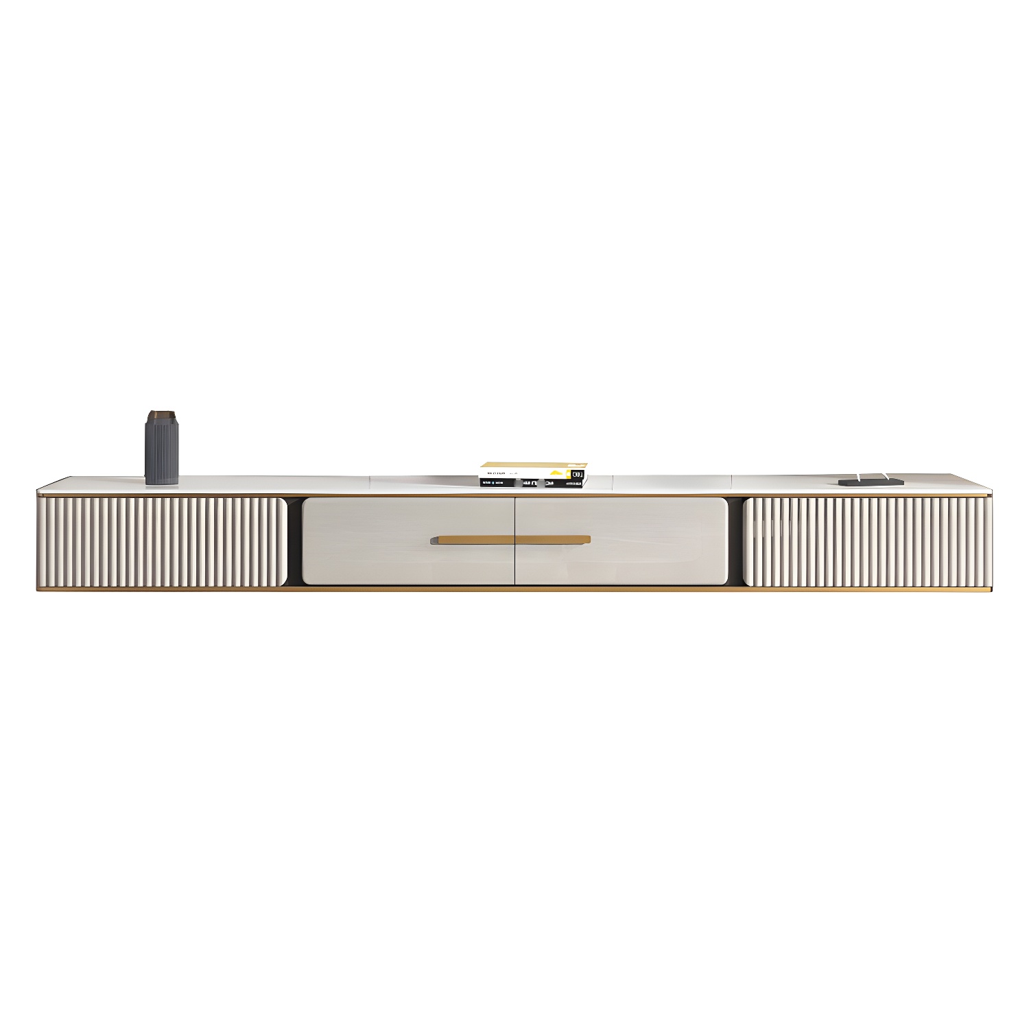 2 Drawers Contemporary TV Stand Stone Wall-mounted TV Cabinet - image 2